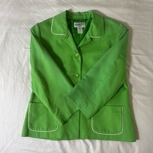 Pendleton Vintage Women's Lime Green Blazer with White Trim